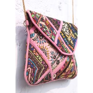 Pochette à main pour femme, best-seller, broderie à la main, style Banjara, décontractée, à fermeture ouverte, avec chaînes, patchwork et travail de miroirs - Product Image 4