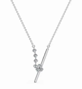 Collar Brillia Bar con Colgante de Diamante Cultivado en Laboratorio de 0.210 Quilates, 7 Piezas, Barra Vertical, Oro Amarillo, Rosa o Blanco de 9K, 14K o 18K, Regalo de Joyería - Product Image 5