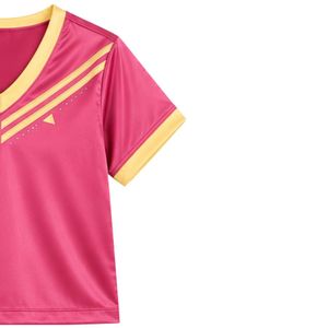 Ensemble de pyjama personnalisé pour femme en satin rose fuchsia, haut à manches courtes col en V et short avec bordure jaune contrastante, vêtements de nuit doux, fabrication OEM personnalisée - Product Image 3