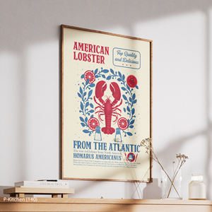 ภาพพิมพ์บนผ้าใบสำหรับตกแต่งห้องครัว, ป้ายตลาดอาหารทะเล, โปสเตอร์อาหารวินเทจกุ้งก้ามกราม, ของตกแต่งผนังสำหรับเครื่องดื่มสมัยใหม่ - Product Image 3