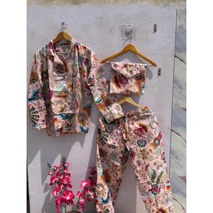 Ensembles de pyjamas à imprimé floral, ensembles de pyjamas en coton indien, ensembles de pyjamas de nuit, robes de nuit, vêtements bohèmes, cadeaux pour elle, Wo - Product Image 1