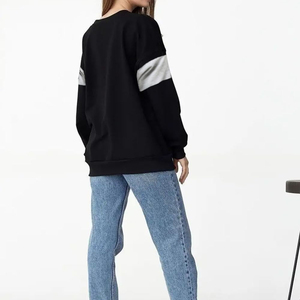 Loose Fitting <b>Lightweight</b> Solid Color Crew Neck Pullover <b>Sweatshirt</b> <b>Women</b> Streetwear Warm Winter Fleece Front 100% Cotton - Product Image 5
