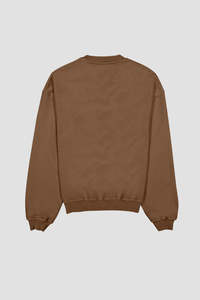 Sweat-shirt à col rond en tricot surdimensionné vert olive coupe-vent unisexe décontracté couleur unie pour l'hiver - Product Image 6