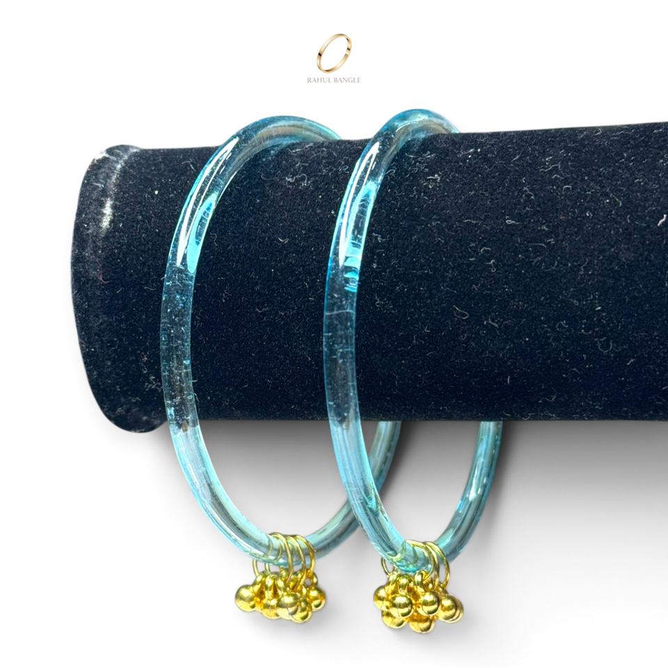 Charming Kashmiri Indian Jelly Glass Raindrop Bangles Gold Ghungroo ...