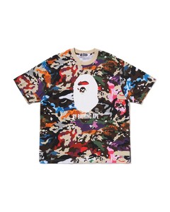 Herren Camouflage T-Shirt Weiß mit Affenkopf-Logo Kurzarm Rundhals Streetwear 100% Baumwolle Wärmeübertragungsdruck - Product Image 4