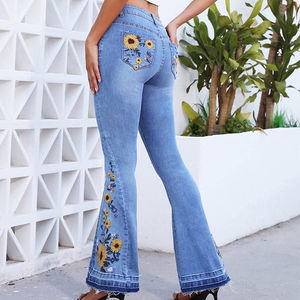 Meilleur prix pour jean large en denim extensible taille mi-haute pour femme grande taille, pantalon respirant pour l'hiver - Product Image 5