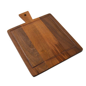 Tabla de Cortar de Madera de Acacia Americana Oscura, Duradera, Elegante y Versátil, con Ranura para Jugos y Asa - Product Image 1