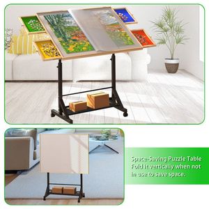 Tavolo per Puzzle Regolabile 35"*27.17" in Legno per 1500 Pezzi con Cassetti Portaoggetti e Gambe Inclinabili a 360 Gradi - Product Image 6