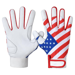 Gants de frappe de baseball avec drapeau américain, rouge, blanc, bleu, en cuir, durables, pour l'entraînement, haute performance, pour les joueurs d'équipe - Product Image 1