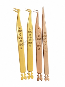 ชุดแหนบต่อขนตาลายเสือดาวสีชมพู 4 ชิ้น พร้อมจี้เชอร์รี่  วัสดุสแตนเลสสตีลคุณภาพสูง ปลายไฟเบอร์ สำหรับต่อขนตา - Product Image 4
