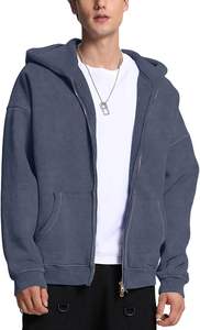 Sweat à capuche zippé personnalisé délavé à l'acide 100% coton pour homme, style vintage streetwear, hiver, OEM - Product Image 4