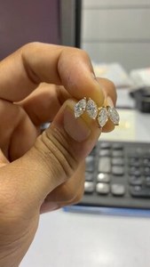 ต่างหูเพชรทรงมาร์คีส์เพาะเลี้ยงในห้องปฏิบัติการ, ต่างหูเพชรทองคำ 14K, เครื่องประดับเจ้าสาวสไตล์มินิมอล, ของขวัญสำหรับเธอ - Product Image 5