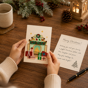 Tarjeta de Navidad de Lujo Hecha a Mano con Diseño de Chimenea, Papel de Alta Calidad, Impresión Digital, OEM/ODM, Venta al Por Mayor - Product Image 5