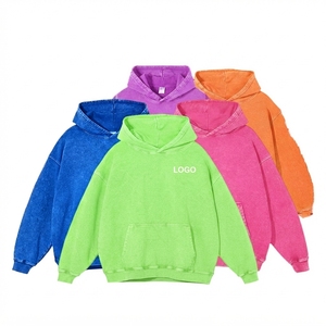 Sudadera con capucha unisex al por mayor, 300GSM, 100% algodón, con cremallera de un cuarto, bordado batik, corte holgado, estilo urbano, para otoño e invierno - Product Image 4