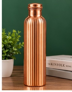 Botella de Agua de Cobre Hecha a Mano con Diseño de Mandala, Estilo Bohemio, Botella de Viaje Portátil con Tapa - Product Image 4