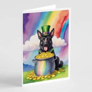 Whimsical St Patrick's Day Greeting Cards Pack of 8 German Shepherd A7 Size <b>5x7</b> Blank Note Cards with <b>Envelopes</b> - Product Image 1