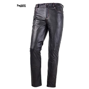Pantalones de cuero ajustados a la moda para hombre, pantalones de cuero genuino de alta calidad para hombre, pantalones de cuero de piel de vaca al mejor precio - Product Image 1