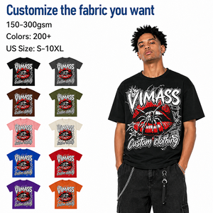 T-shirt in cotone pesante a vestibilità ampia con stampa, ideale per OEM, ODM, all'ingrosso, per marchi di moda punk e streetwear. Ordini all'ingrosso disponibili ora. - Product Image 1