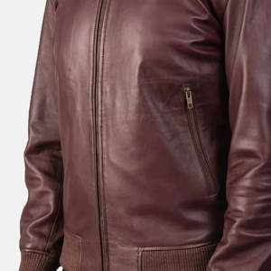 Chaqueta de Cuero para Hombre, Estilo Bomber, con Logotipo Personalizado, Precio al por Mayor - Product Image 6
