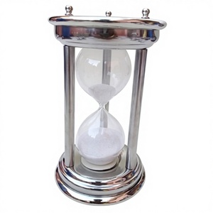 นาฬิกาทรายทรงกลมชุบทองเหลือง - ของตกแต่งโต๊ะสำหรับวันพ่อและตรุษจีน - Product Image 1