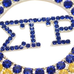 สร้อยคอจี้ตัวอักษร Gold Pearl Royal Blue Sigma Gamma Rho สำหรับชมรมนักศึกษากรีก ประดับด้วยคริสตัลและมุก ดีไซน์แฟชั่น - Product Image 5