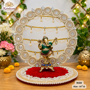 Fondo Decorativo Singhasan Hecho a Mano en India para Laddu Gopal Krishna Ganesha Pooja, Decoración para el Hogar, Templo, Regalos Festivos - Product Image 2