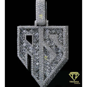 Pendentif Lettre RS Personnalisé Diamants de Laboratoire VVS Taille Brillant Plaqué Or 18K Argent Sterling 925 Certifié GIA Cadeau Hip Hop - Product Image 6