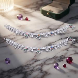 DIVYORO Chaîne de cheville traditionnelle multi-chaînes en argent - Product Image 4