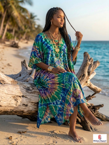 Premium Stylish Women <b>Kaftan</b> Dress Printed Beach Wear Elegant Loose Fit Soft Fabric <b>Summer</b> Cover Up Island Bulk Export Supply - Product Image 4