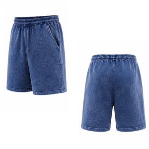 <b>Mens</b> Acid Wash Sporty Solid Eco-Friendly Heavyweight Cotton <b>Fleece</b> <b>Shorts</b> Vintage Streetwear Gym Casual Relaxed Fit Custom - Product Image 5