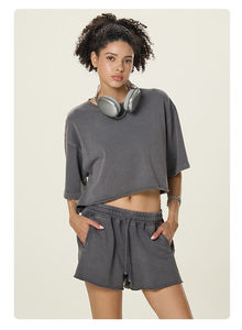 Camiseta Oversize Vintage NeverStatic para Mujer, Estilo Urbano, Casual, Verano, Top Corto, 100% Algodón, Lavado Ácido, Decoración con Logotipo - Product Image 2