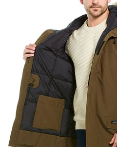 Men's Olive Green Plus Size Stand Collar Hooded <b>Parka</b> <b>Jacket</b> Regular Thick <b>Waterproof</b> Casual Outerwear with Zipper Closure - Product Image 3