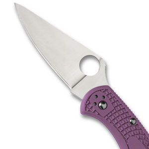 Navajas Plegables con Mango Morado, Hoja de Acero Inoxidable Plateado con Borde Liso, Orificio Circular para el Pulgar, Agarre Antideslizante y Bolsillo Negro - Product Image 5