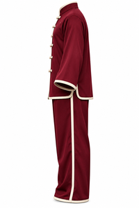 Uniforme de Kung Fu unisexe marron en polyester haute densité, tissage soyeux, arts martiaux traditionnels, bords noués à la grenouille, fourniture B2B - Product Image 4