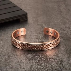 AUREVIA CRAFTS Factory Wholesale Retro Minimalist Trendy Unisex Gift Red Copper Polished <b>Magnetic</b> <b>Bracelet</b> - Product Image 1