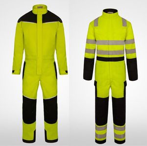 Overol de Seguridad de Alta Visibilidad, Uniforme de Trabajo Amarillo Fluorescente, Overol Protector de una Pieza para Construcción y Trabajos en Carreteras - Product Image 1