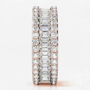Women's 925 Sterling <b>Silver</b> Moissanite Eternity Band <b>Ring</b> Rhodium Plated Baguette Cut Pave Setting Luxury Wedding Jewelry - Product Image 4