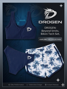 Traje de baño de dos piezas para mujer, bikini azul de cintura alta con control de abdomen, top corto cruzado, ropa de playa de verano - Product Image 5