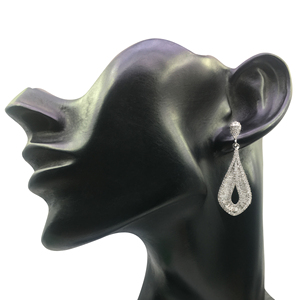 Pendientes Colgantes de Plata de Ley 925 con Diamantes Blancos Naturales de Corte Baguette Redondos para Mujer, 2.89 Ct, Joyería al por Mayor para Bodas - Product Image 4