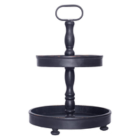 Plateaux de décoration de table à café à 2 niveaux en bois noir en détresse avec poignée en métal centres de table de mariage de style ferme