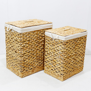 Cesta de Almacenamiento Multifuncional Ecológica de Jacinto de Agua, Cesto para Ropa Sucia Hecho a Mano con Tapa, para Uso Doméstico - Product Image 5