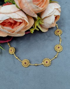 Round Stone Flower Designer Necklace <b>Set</b> With Stud Earrings Minimal <b>Jewellery</b> <b>Set</b> For Womens Artificial Imitation <b>Jewellery</b> <b>Set</b> - Product Image 5