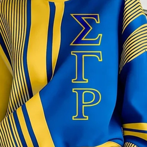 เสื้อสเวตเชิ้ตแขนลายทาง Sigma Gamma Rho Sorority สีน้ำเงินเหลือง แฟชั่นเสื้อผ้าสไตล์กรีกสำหรับผู้หญิง เสื้อพูลโอเวอร์ลำลอง - Product Image 5