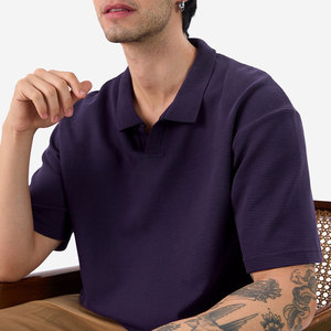 เสื้อโปโลผู้ชายสีม่วง ผ้าฝ้าย แขนสั้น สวมใส่สบาย ระบายอากาศได้ดี น้ำหนักเบา เหมาะสำหรับฤดูร้อน ทรงโอเวอร์ไซส์ - Product Image 5