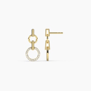 Pendientes Geométricos Circulares con Diamantes Cultivados en Laboratorio, Diseño Moderno, Oro de 18k, Joyería Fina para Mujer, Certificación IGI, Micro - Product Image 4