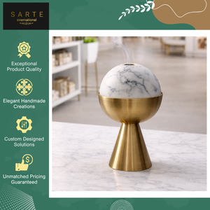 Hot Sale Luxury Home Decoration Premium White Gold Marble <b>Essential</b> <b>Oil</b> Diffuser Brass Base Aromatherapy Incense <b>Burner</b> Set - Product Image 2