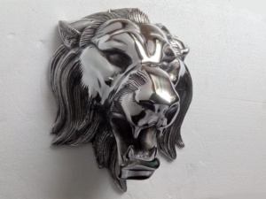 Figurine murale 3D Tête de Lion de haute qualité, en aluminium poli brillant, moulée, en métal, objet d'art de collection, cadeau - Product Image 4