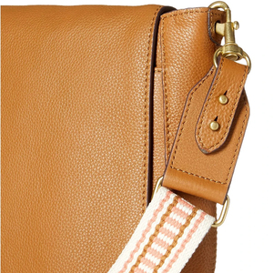 Genuine Leather Crossbody <b>Bag</b> Women Tan Minimalist Striped <b>Strap</b> <b>Shoulder</b> <b>Bag</b> Daily Use All Seasons - Product Image 3