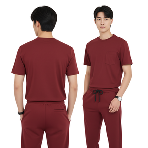 Conjunto de Uniforme Médico Unisex con Cuello Redondo, Top de Manga Corta y Pantalones Jogger, Tela Suave de Spandex/Algodón, Uniforme Sanitario para Hospitales - Product Image 1