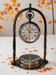 Vintage Nautical Desk <b>Clock</b> Round Analog Table Timepiece Decorative Brass Tone <b>Clock</b> for Home Office - Product Image 1